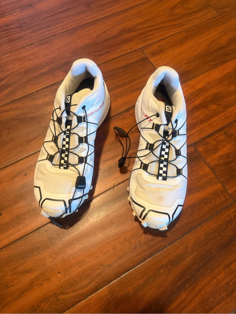 Salomon White and Black speed cross offroad unisex shoes